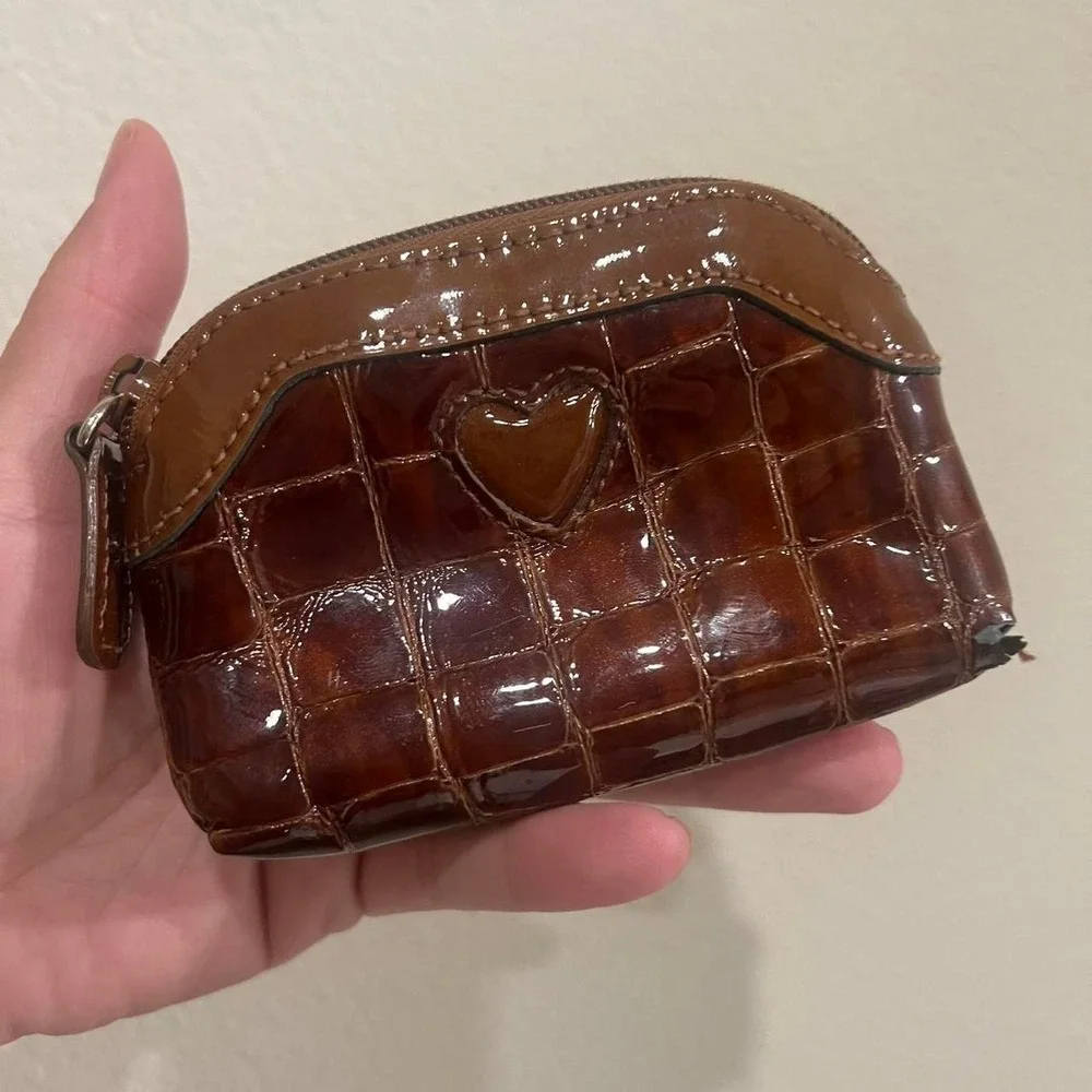 Brighton brown crocodile print coin purse mini y2k